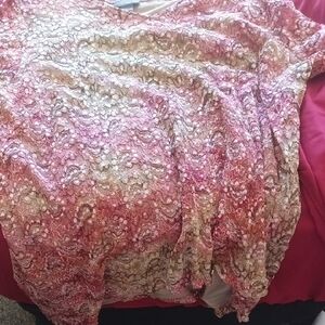 Maggie Barnes Sequin Ruffled Pink Blouse